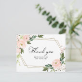 Pink Floral Geometric Bridal Shower Thank You Postcard (Standing Front)