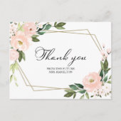 Pink Floral Geometric Bridal Shower Thank You Postcard (Front)