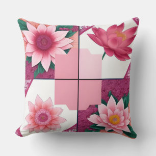 Pink Floral Geometric Soft Colourful Botanical Dec Cushion