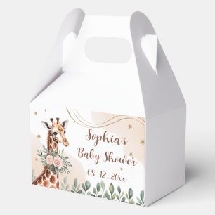 Pink Floral Giraffe Safari Baby Shower Favour Box
