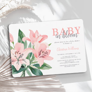 Pink Floral Girl Baby Shower Invitation