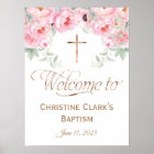 Pink, Floral, Girl, Baptism Welcome Sign, 18x24