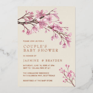 Pink Floral Girl Couples Baby Shower Rose Gold