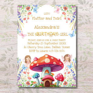 Pink Floral Girl Fairy Birthday Party Invitation