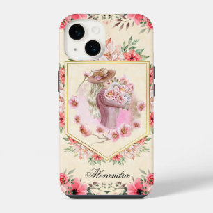 Pink Floral Girl, Spring Time iPhone 14 Case