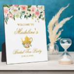 Pink Floral Gold Bridal Shower Tea Party Welcome Plaque<br><div class="desc">Watercolor Pink Floral Gold Bridal Shower Tea Party Welcome Plaque</div>
