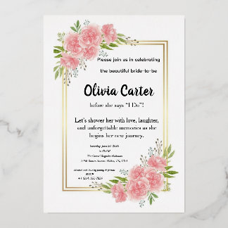 Pink Floral Gold Frame Bridal Shower
