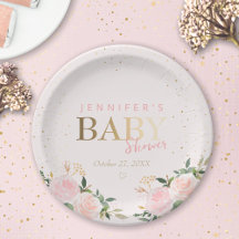 Pink Floral Gold Girl Baby Shower