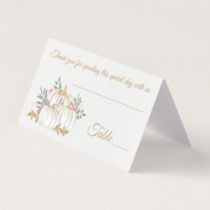 Pink Floral Gold Glitter Pumpkin Fall Wedding