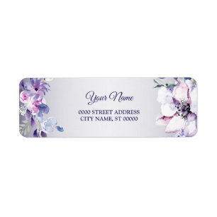 Pink Floral Gold Purple Wedding Return Address Return Address Label
