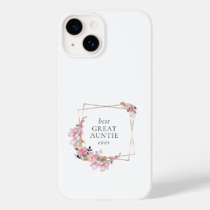 Pink Floral Gold Wreath Personalised Case-Mate iPhone 14 Case