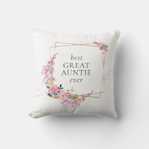 Pink Floral Gold Wreath Personalised Cushion