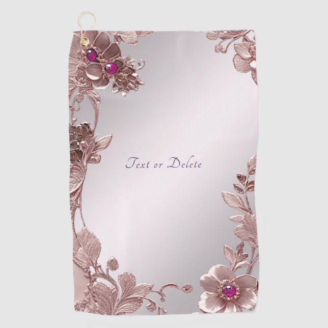 Pink Floral Golf Towel (Front)
