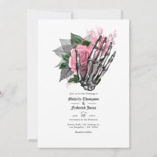 Pink Floral Gothic Wedding Invitation