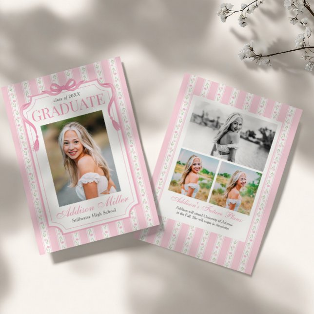 Pink Floral Graduation Announcement  (Creator Uploaded)