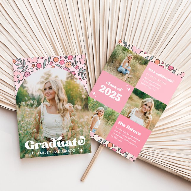 Pink Floral Graduation Invitation (Creator Uploaded)