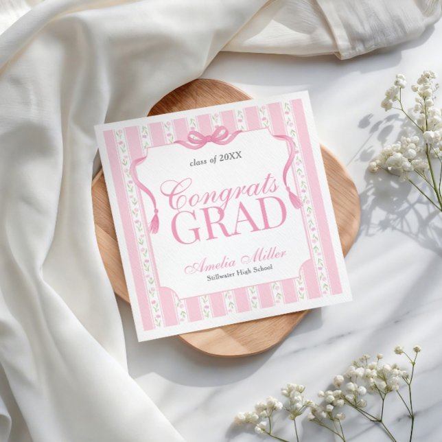 Pink Floral Graduation Napkin (Creator Uploaded)
