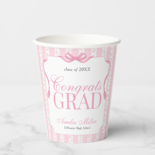Pink Floral Graduation Paper Cups