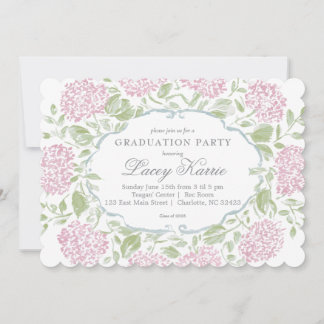 Pink Floral Graduation Party Invitation