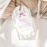 Pink Floral Grandmillennial Bridal Shower Gift Tags<br><div class="desc">Invite your guests to a delightful afternoon with our Pink Floral Grandmillennial Bridal Shower collection The design is adorned with a stunning grandmillennial floral stripe pattern of watercolor flowers in soft hues of green and light pink. At the top of the design is an enchanting illustration of a cute rose...</div>