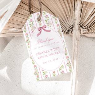 Pink Floral Grandmillennial Bridal Shower Gift Tags