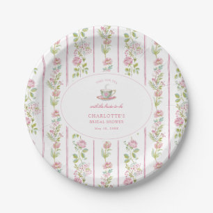 Pink Floral Grandmillennial Bridal Tea Party Paper Plate