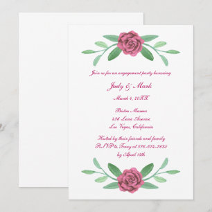 Pink Floral Greenery Foliage Engagement Party Invitation
