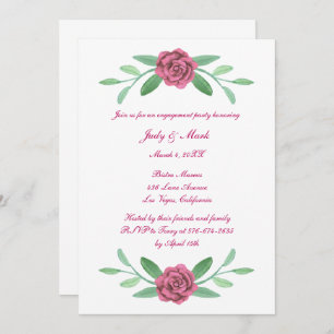 Pink Floral Greenery Foliage Engagement Party Invitation