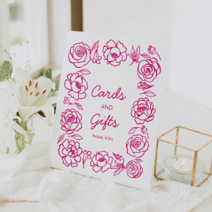 Pink Floral Hand Drawn Favours Sign