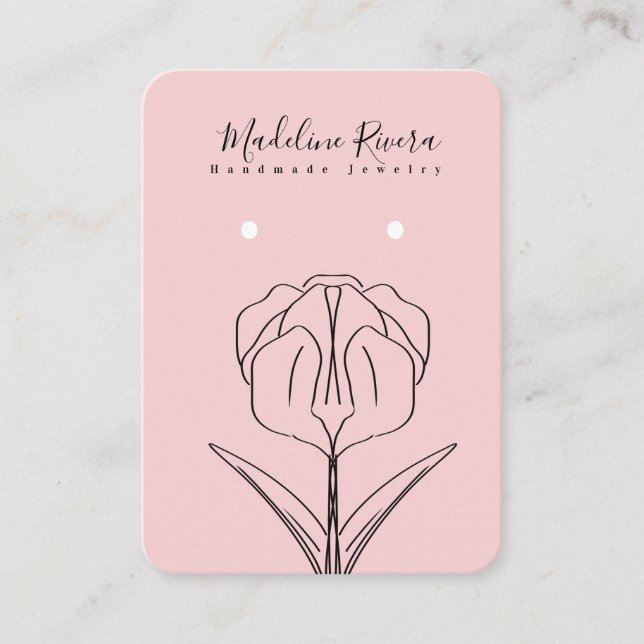 Pink Floral Handmade Earring Display Card (Front)