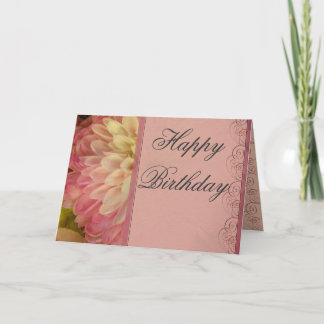 Pink floral happy birthday card