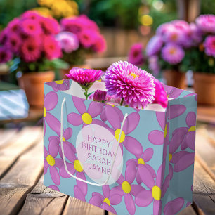 Pink Floral Happy Birthday Large Gift Bag