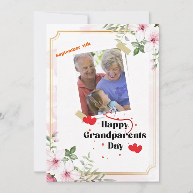 Pink Floral Happy Grandparents Day Invitation (Front)