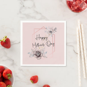 Pink Floral Happy Mother's day Paper Napkin