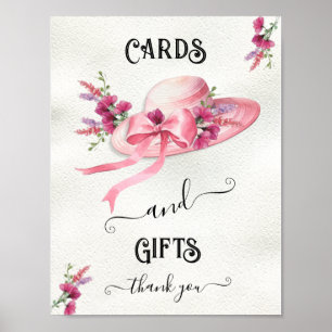Pink floral Hat Derby Bridal Shower Table Signs