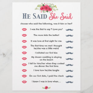 Pink Floral He Said She Said Game