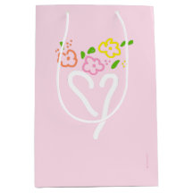 Pink Floral Heart Gift Bag
