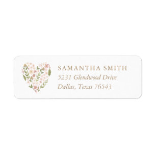 Pink Floral Heart Girl Baby Shower Return Address Label
