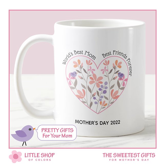 Pink Floral Heart Mother’s Day Coffee Mug (Creator Uploaded)
