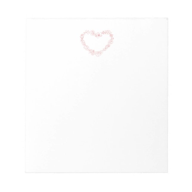 Pink floral heart outline notepad (Front)