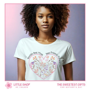Pink Floral Heart World's Best Mum Mothers Day T-Shirt
