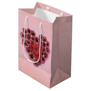 Pink Floral Heart Wreath Medium Gift Bag