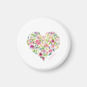 Pink Floral Heart XOXO Love Valentines Day Fun Magnet