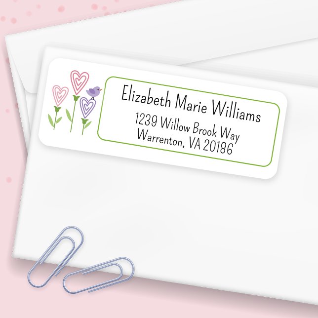 Pink Floral Hearts Return Address Label (Creator Uploaded)