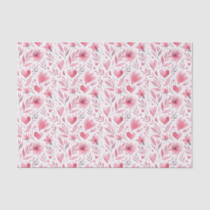 Pink Floral Hearts Tissue Paper