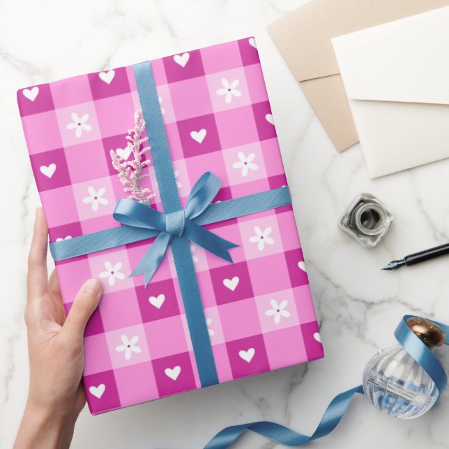 Pink Floral Hearts Wrapping Paper (Gifting)