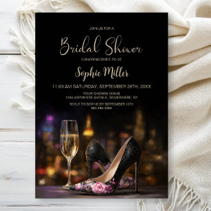 Pink Floral High Heel Shoes Bridal Shower Invitation