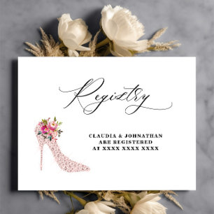 Pink Floral High Heels Registry Bridal Shower Enclosure Card