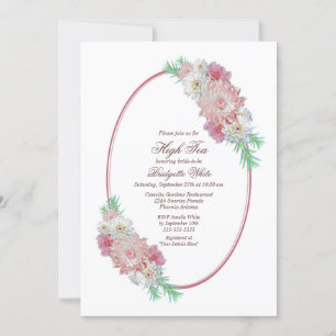 Pink Floral High Tea Bridal Shower Invitation