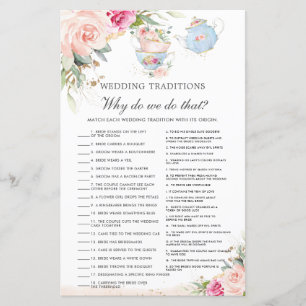 Pink Floral High Tea Party Wedding Traditions Game